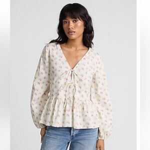 Express tie front peplum top